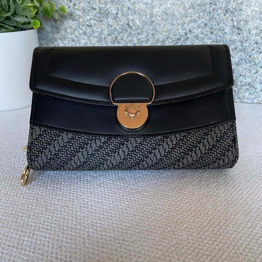 Sleek Black and Gray Wallet with a Striking Pattern By Jolene Couture. NWT